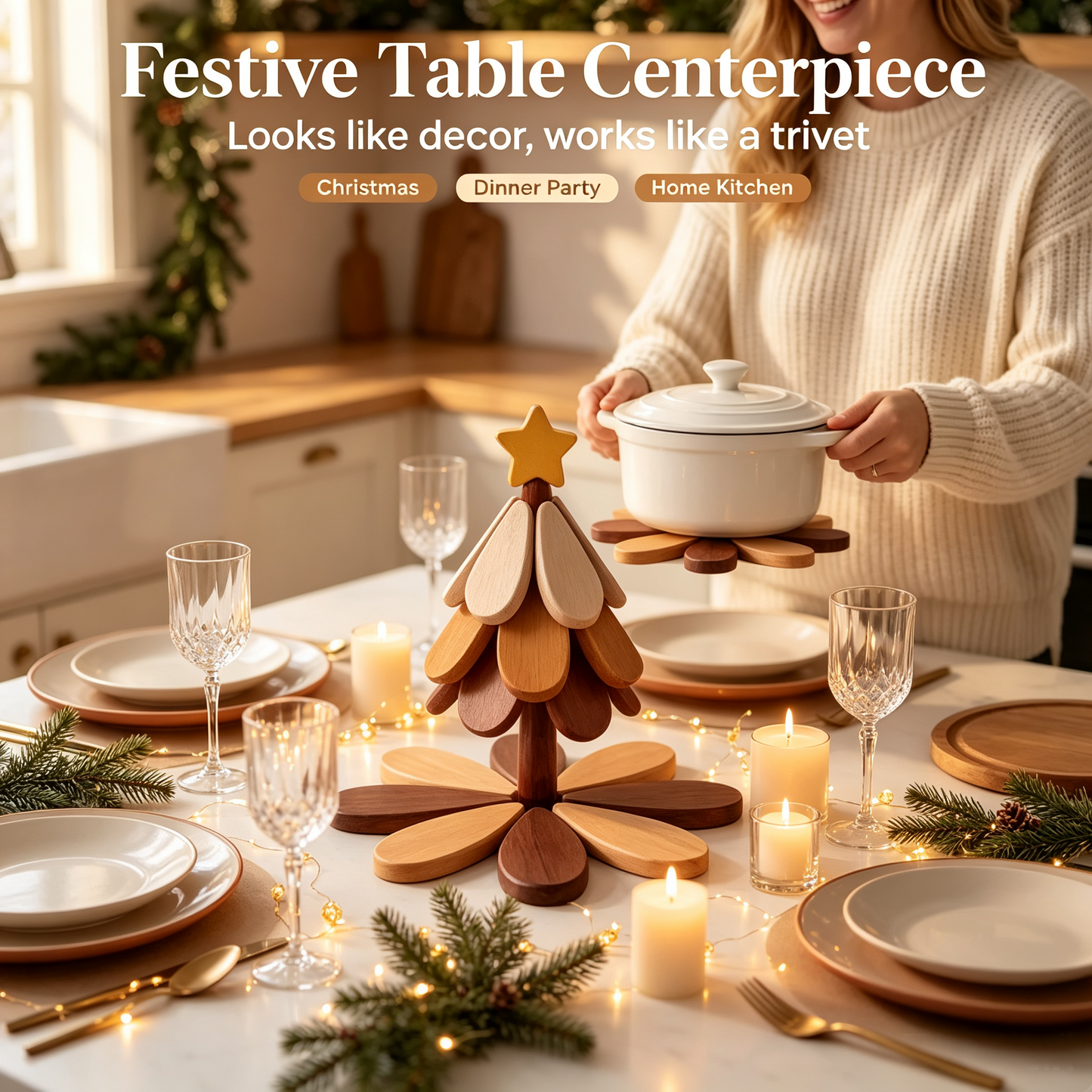 Wooden one tree coaster Solid wood home desktop decoration🎄