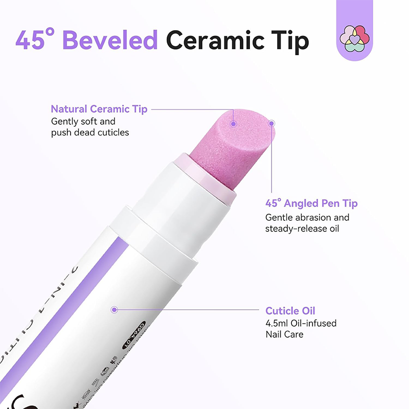 2-Pack  2-In-1 Cuticle Remover Pen Ceramic 45° Tip Lemon Oil💅