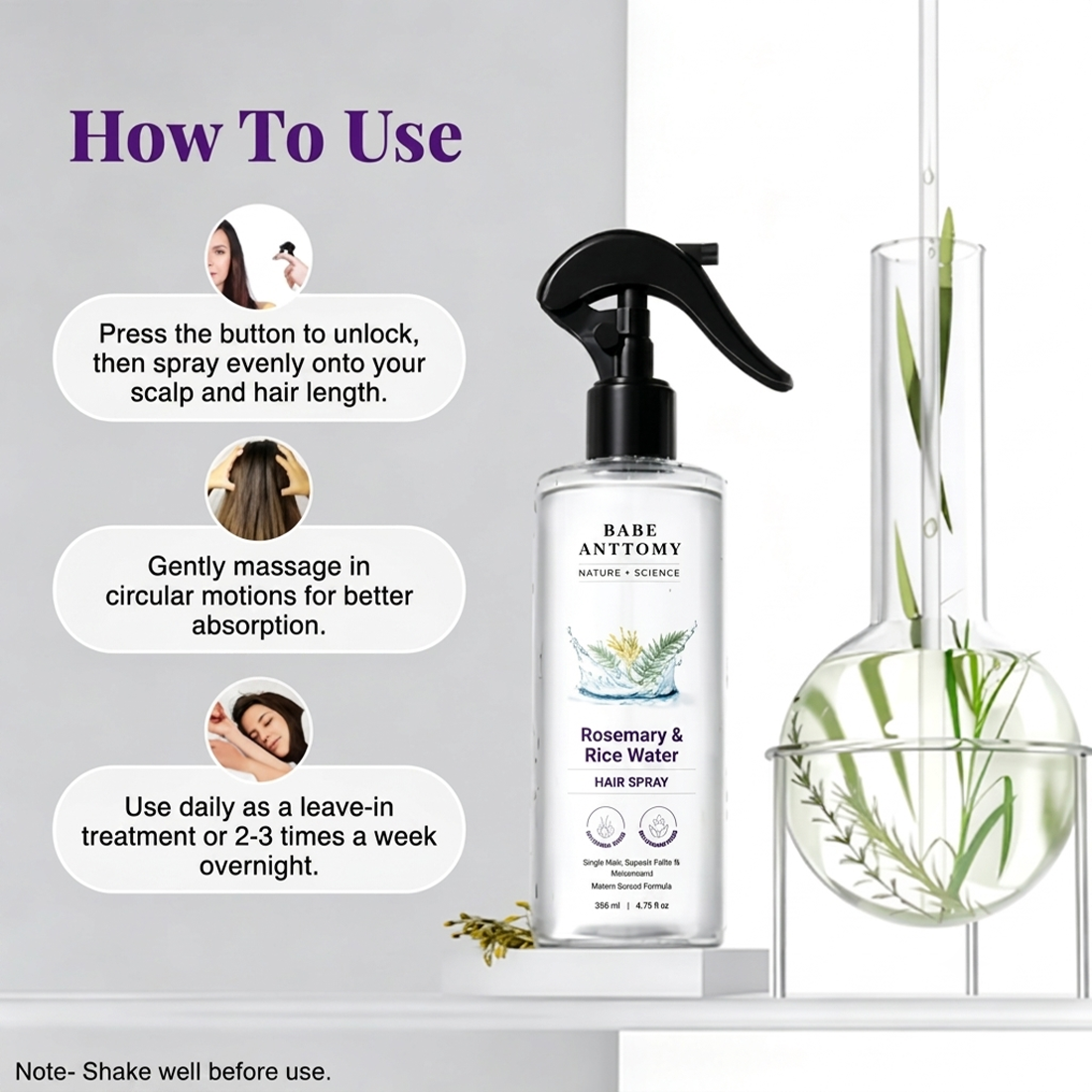Rosemary Water with Rice Water-Smooth and Silky Hair🌿