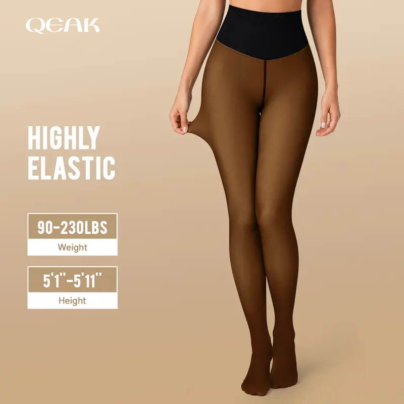 Women Fleece Lined Tights Body Slimming Leggings Sheer Fake Translucent 🖤