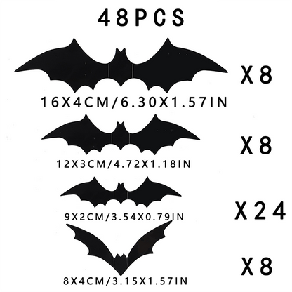 3D Bat Light LED Decorations, Halloween Spooky Ornaments, Bendable Wall Stickers🦇