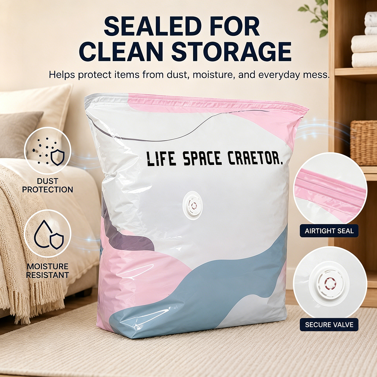 NO-PUMP VACUUM STORAGE BAGS 🧺