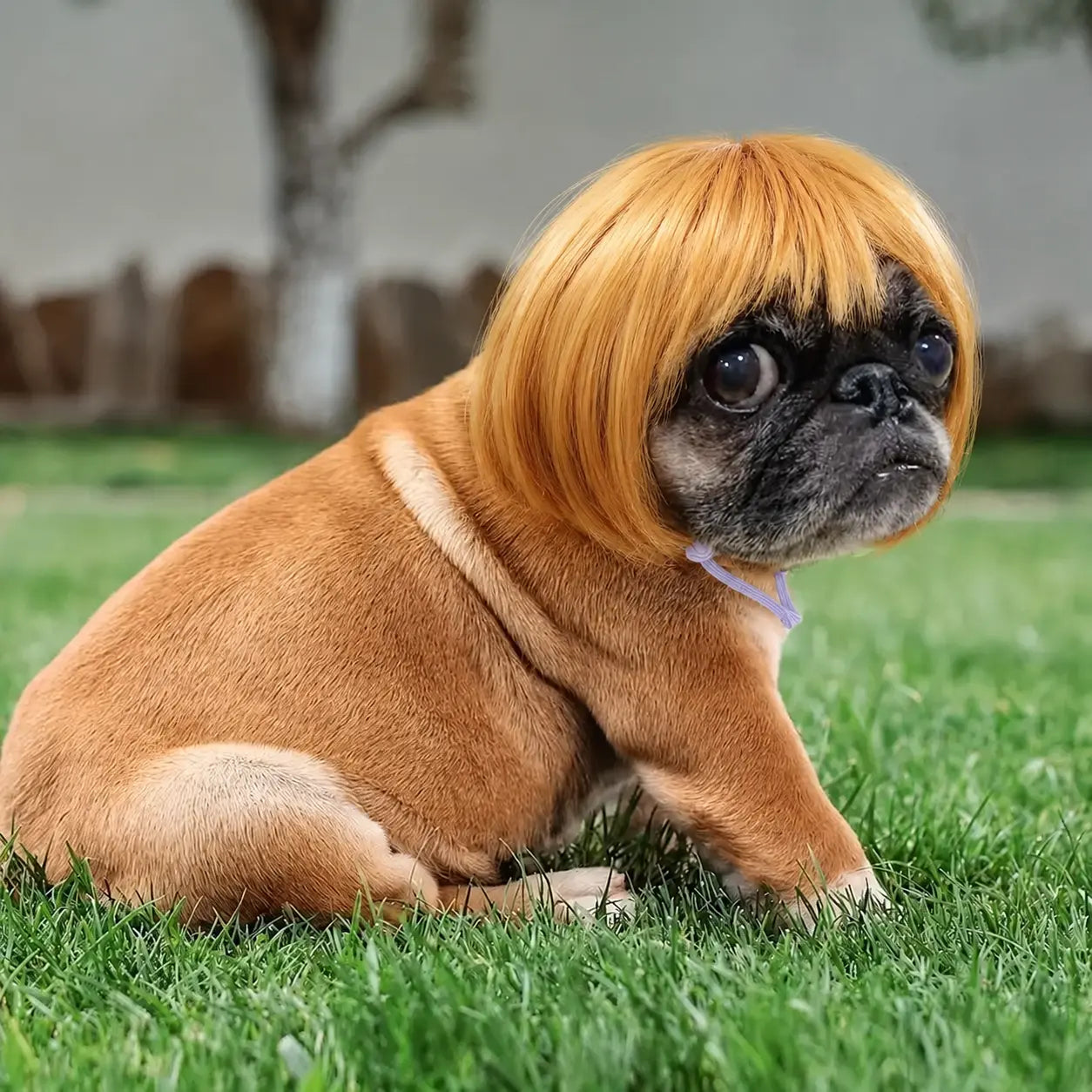 Cute Short-Hair Wig Pet Headband, Funny Pet Wig Hair Accessories for Dogs and Cats 🐶