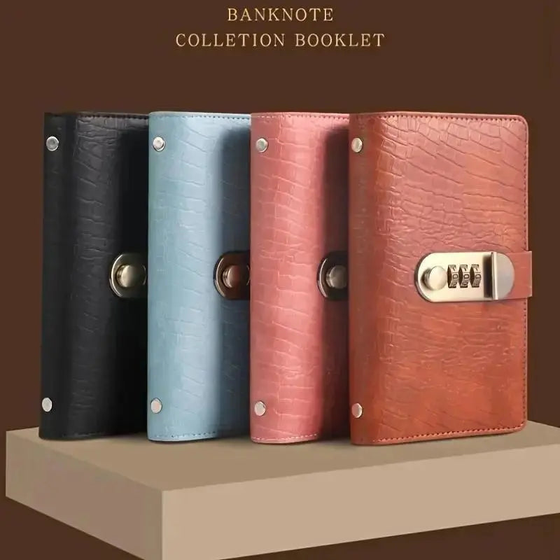 Transparent-Pocket Currency Collectors Album, Top-Grade PU Leather, Password Lock💵