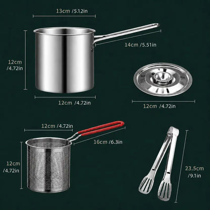 Stainless Steel Deep Fryer Set - 1-Person Mini Pot with Fry Pot, Filter Basket & Food Clip 🍳