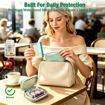 Waterproof Pill Pouch Set, 14pcs Bags Inside, A8 Waterproof Pill Organizer Set, 7 to 14 Days of Meds💊 🧳