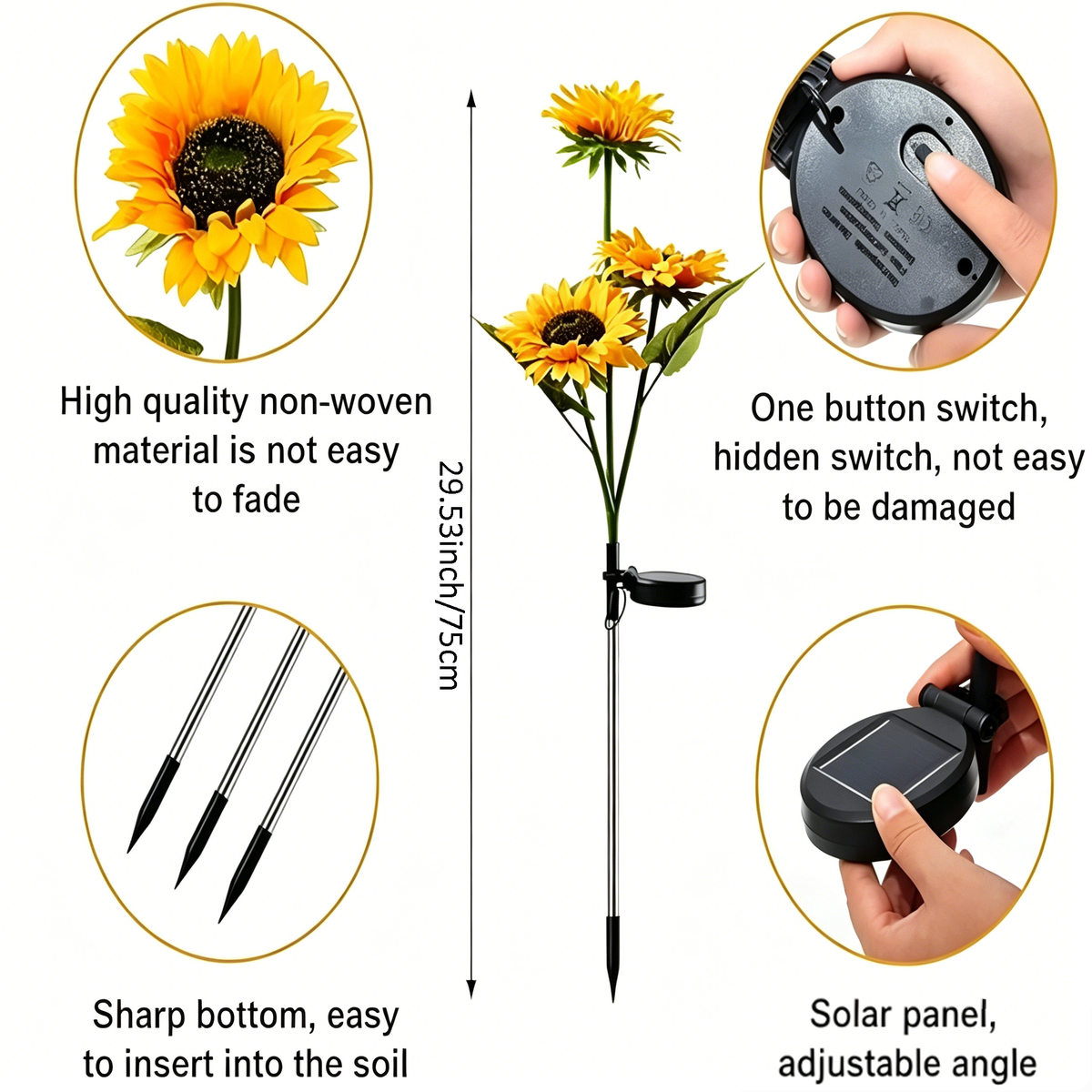 🌻Solar Sunflower Garden Lights – Realistic LED Flower Stakes