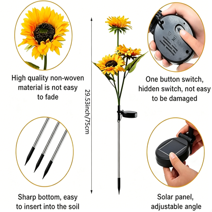 🌻Solar Sunflower Garden Lights – Realistic LED Flower Stakes