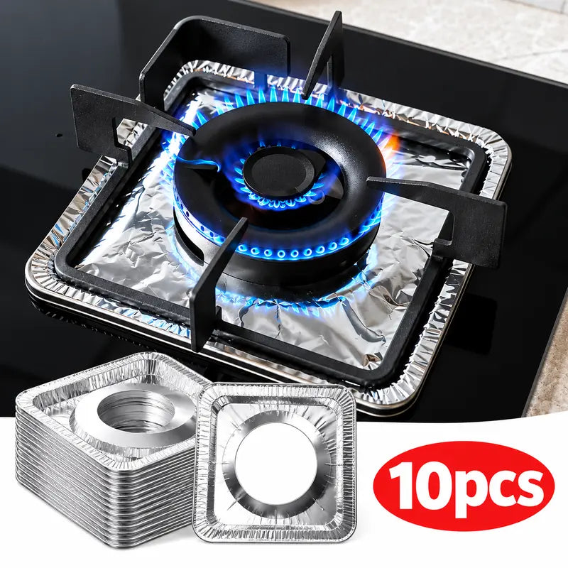 10 Pcs Disposable Stove Burner Protector, Aluminum Foil Stove Burner Protector 🍳