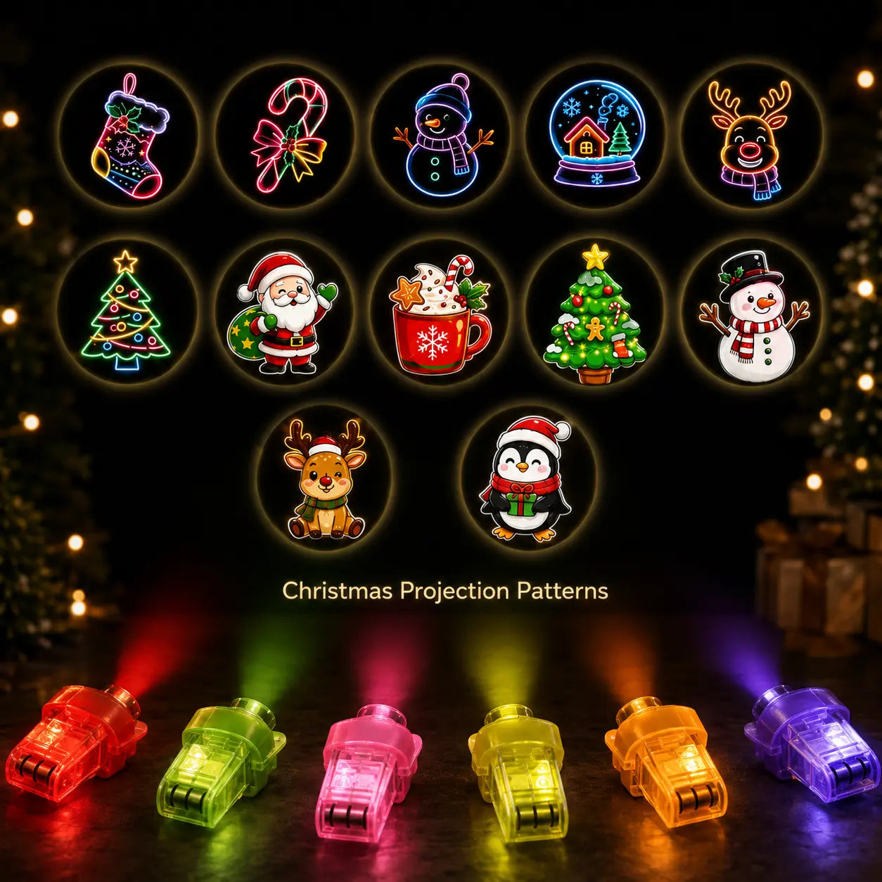 12PCS Halloween Finger Projector Rings, LED Light-Up FingerToys, Random Pattern Assortment🎃
