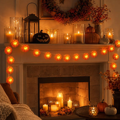 3M Mexican Marigold LED String Lights, 20 Flashing Orange Cempasuchil Style Garland, Battery-Powered🌼✨