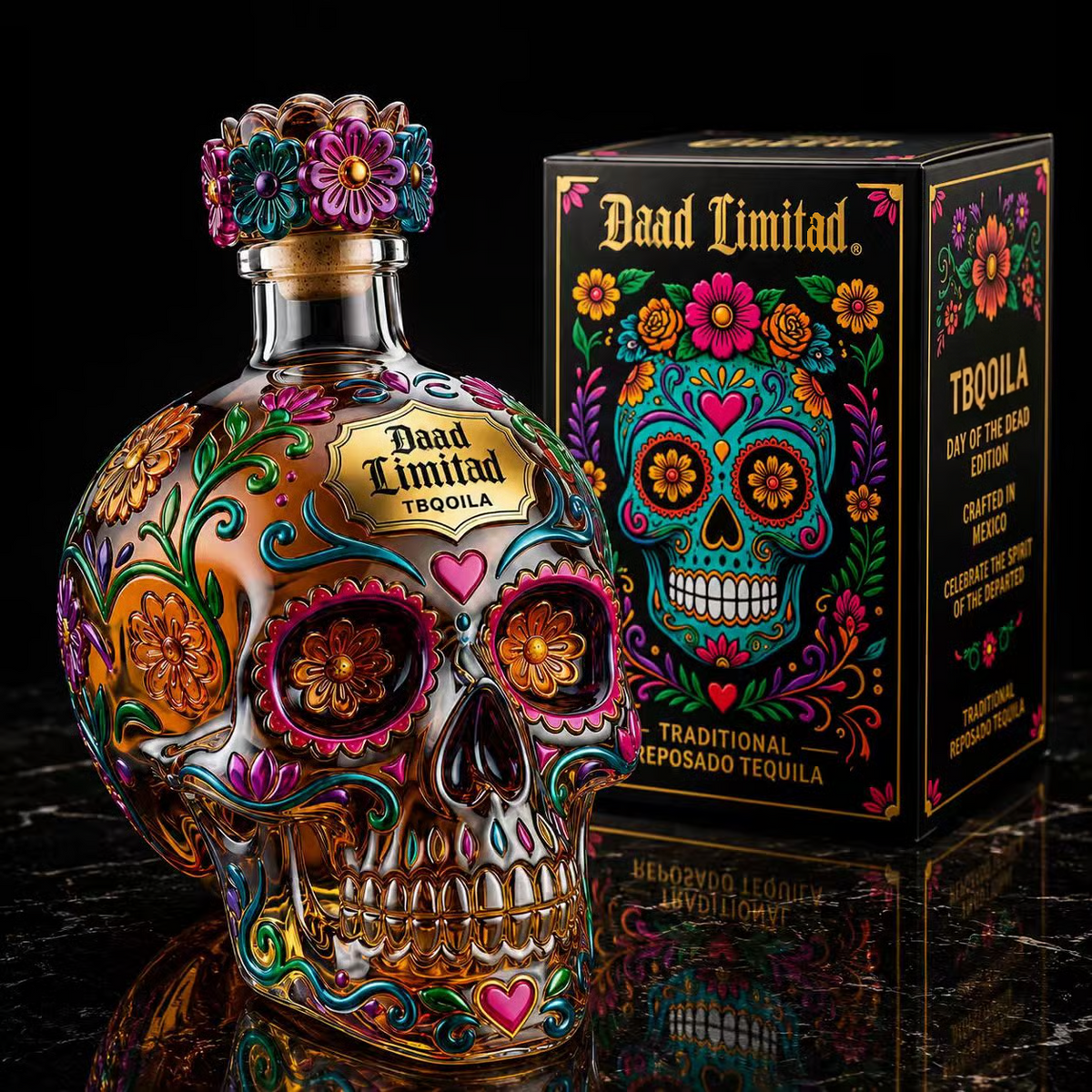 💀 Day of the Dead Style Tequila Decanter Bottle