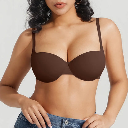 Women's T-Shirt Bra Add 2 Cups Lift Seamless Push Up Padded Underwire Comfort Everyday Bra🌸