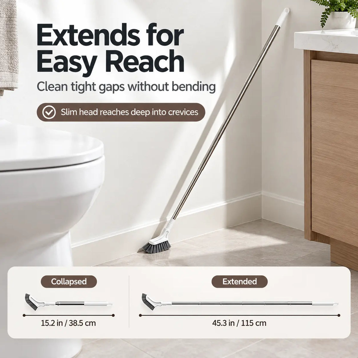 Adjustable Length Stainless Steel Telescopic Long Handle Crevice Cleaning Brush 🧹