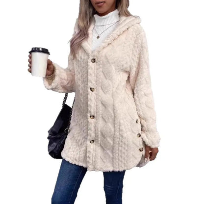 Women's Hooded Double-Sided Fleece Cardigan Long Sleeve Casual Warm Outerwear 🧥