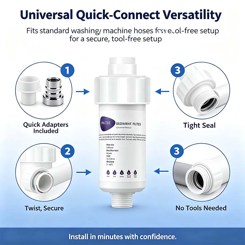 5 Micron PP Water Filter, Reduce Rust & Chlorine with Quick Connect Adapter for Washing Machine 💦