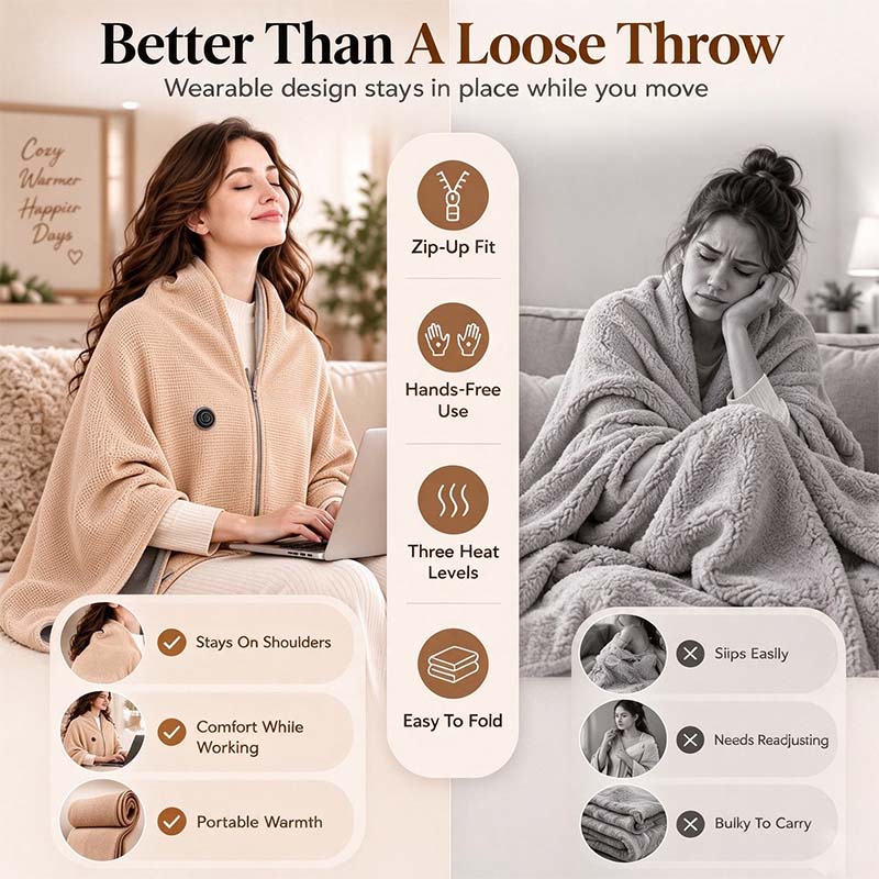 Plush Wearable Heated Wrap & Cordless Thermal Shawl 🧥🔥