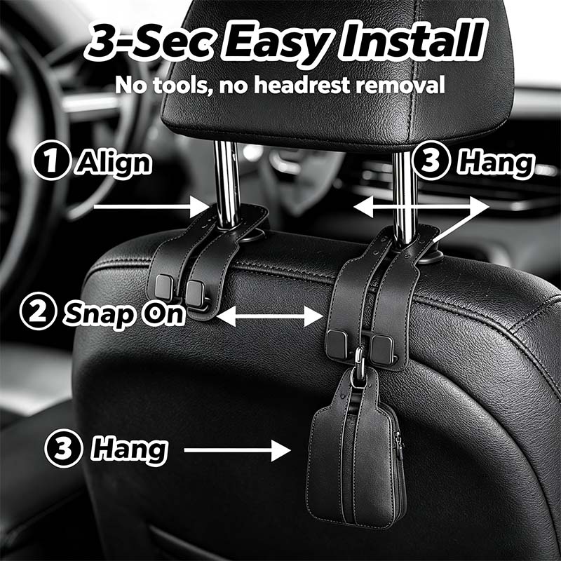 Car Seat Headrest Hook, Improved Car Seat Back Double Hooks🚗