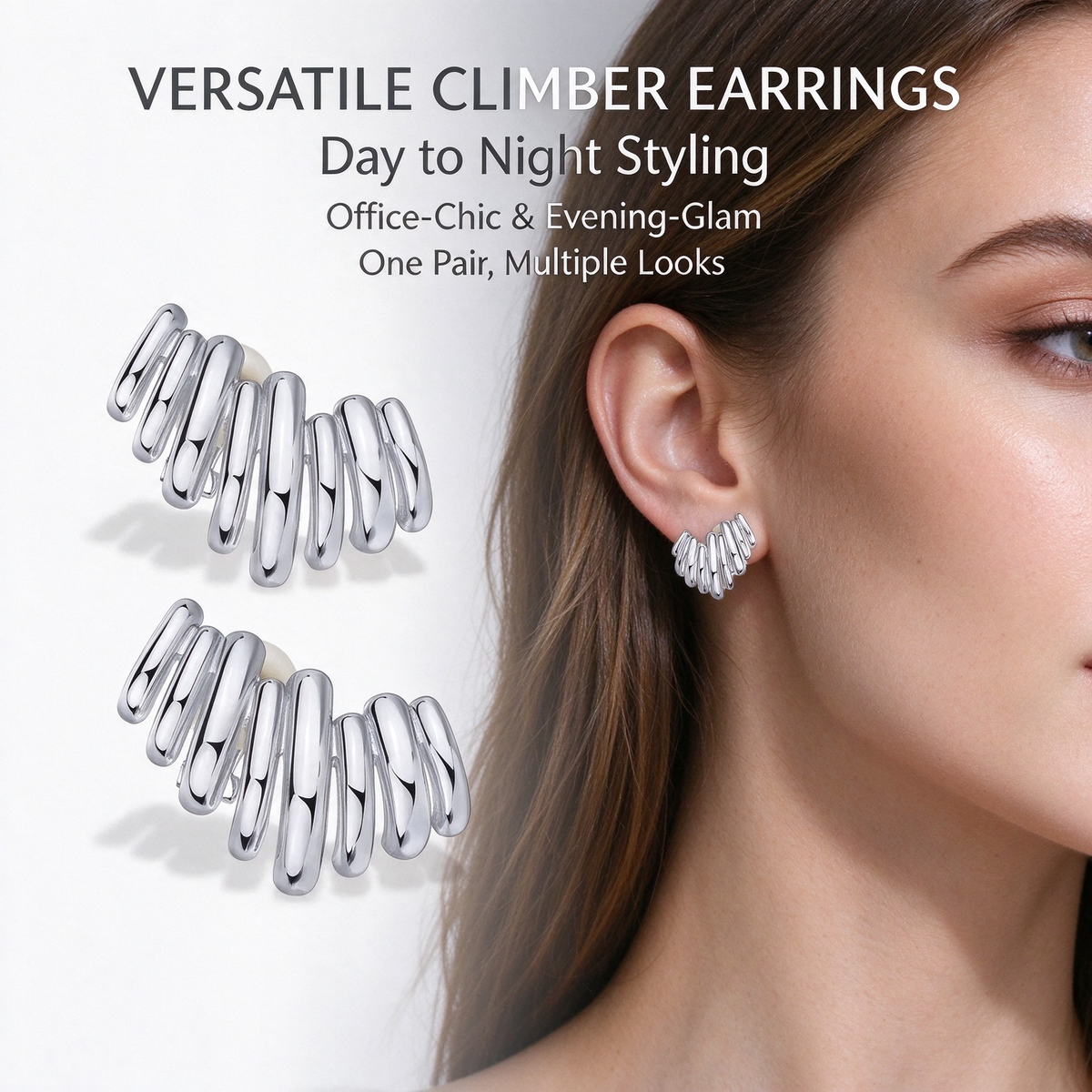 14K Gold Plated Statement Climber Stud Earrings for Women ✨💎