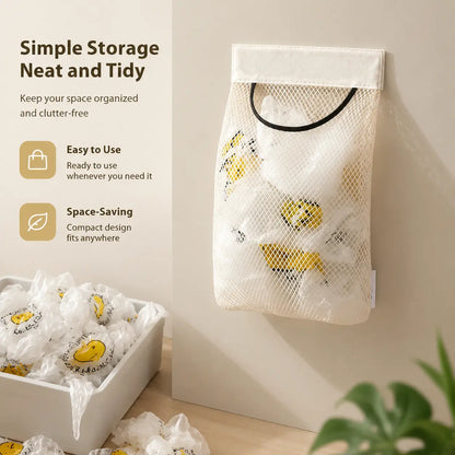 5PCS Grocery Garbage Bag Holder Trash Bag Dispenser Sticky Wall Mounted Mesh🛒