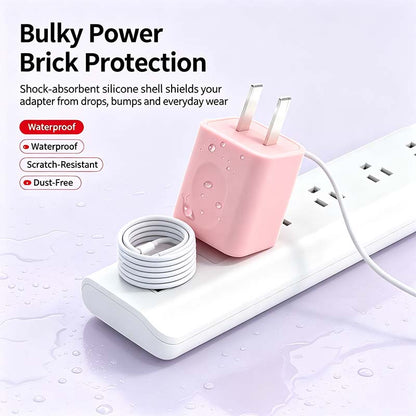2 in 1 Silicone Charger Protector with Cord Wrap, iPhone Silicone Power Adapter Case🔌