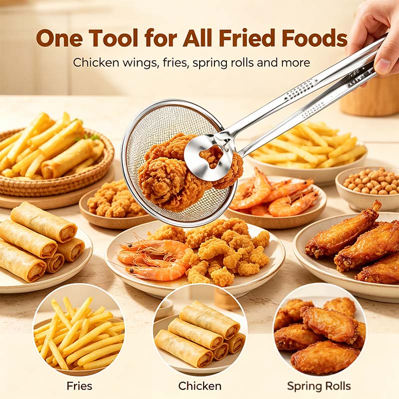 2-in-1 Oil-Frying Filter Clip, Kitchen Food Strainer Tongs for Fried Food🍟✨