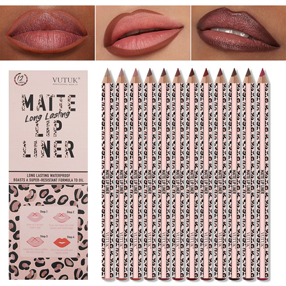 Full 12‑Color Lip Liner Set – Matte High Pigment, Long‑Lasting Non‑Fading 💋