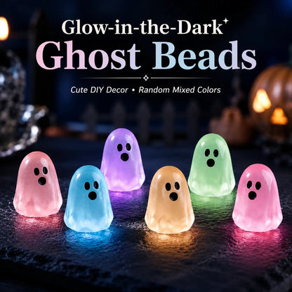 Glow In Dark Cute Ghost Resin Bead Set, Random Pattern Luminous Decorative Charms 👻