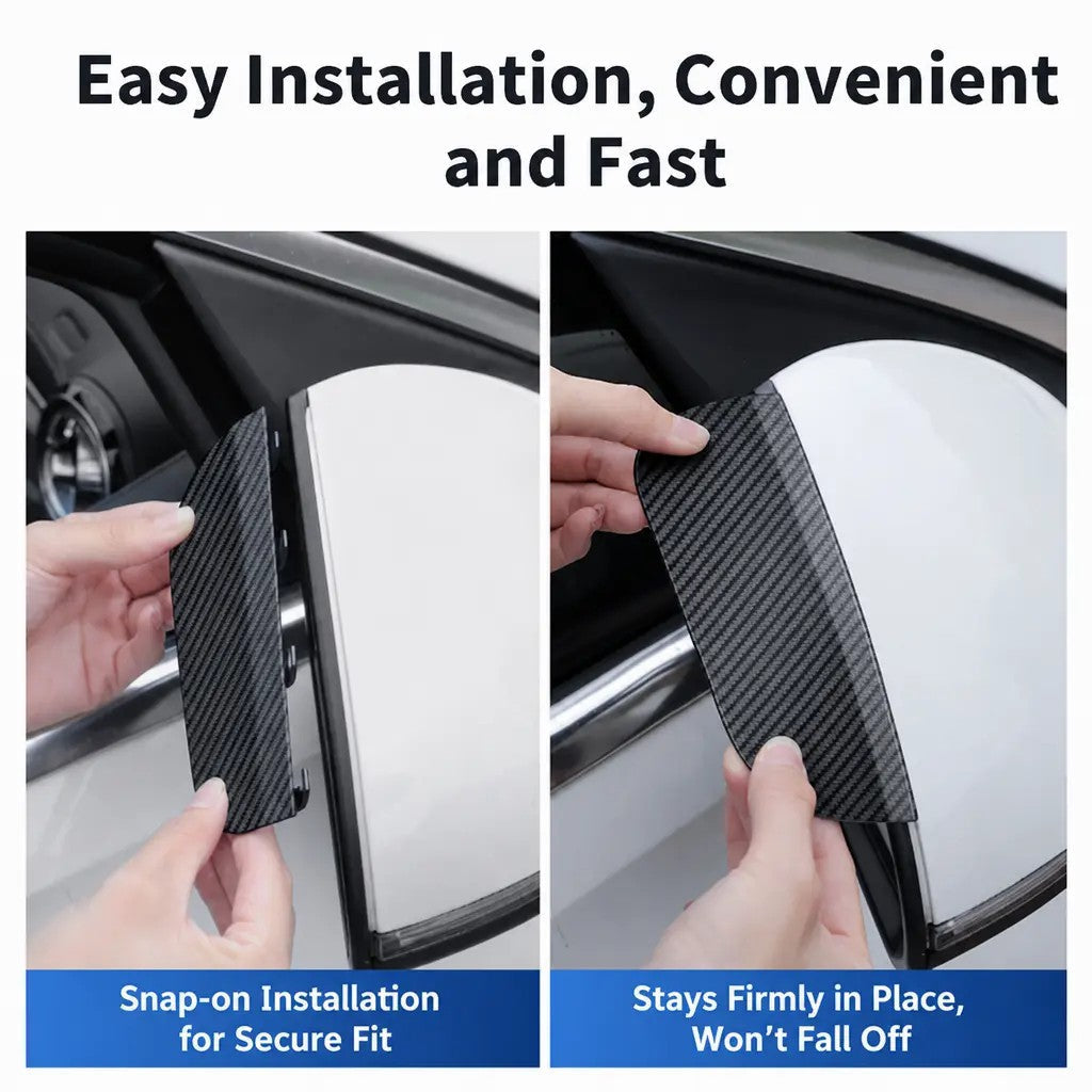 One Pair Snap-On Mirror Rain Visor Eyebrows, Waterproof Carbon Fiber Auto Exterior 🚗