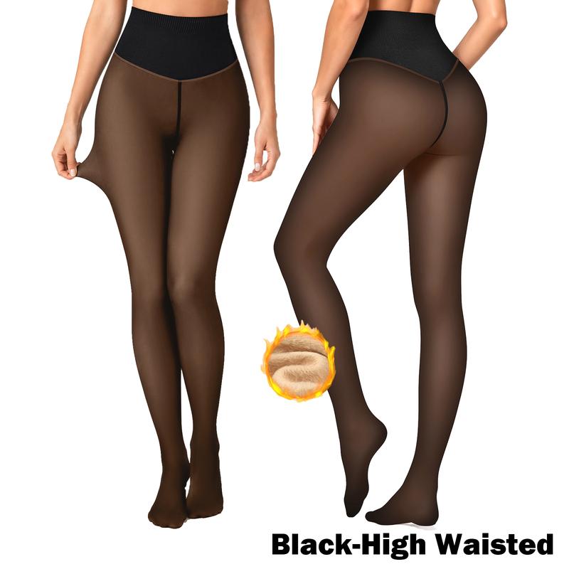 Women Fleece Lined Tights Body Slimming Leggings Sheer Fake Translucent 🖤