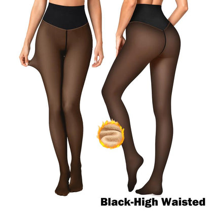 Women Fleece Lined Tights Body Slimming Leggings Sheer Fake Translucent 🖤