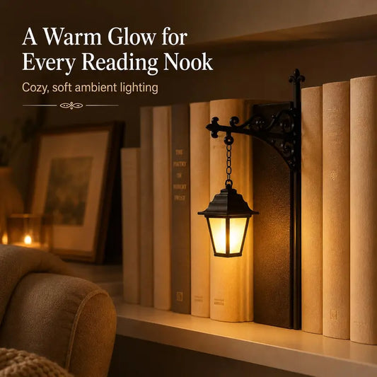 Library Lantern Bookshelf Light, Miniature Hanging Shelf Lamp with Fixed Warm LED Glow🎃