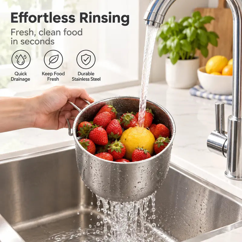 Stainless Steel Sink Hanging Drain Basket, with Handle Fast Draining🚰