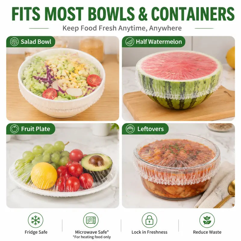 100PCS Disposable Stretch Food Covers for Bowls & Plates🥡
