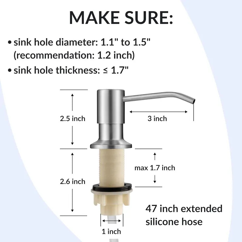 Soap Dispenser for Kitchen Sink Brushed Nickel Stainless Steel Countertop💧