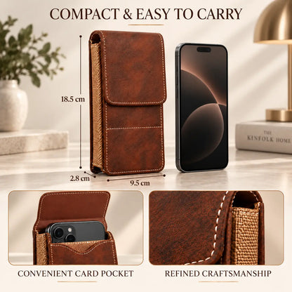 Men's Waist Phone Pouch with Card Slot, Magnetic Lock & Metal Belt Clip📱