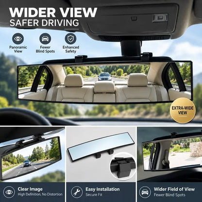 HD Convex Panoramic Rearview Mirror, Clip-On Car Interior Mirror ☀️