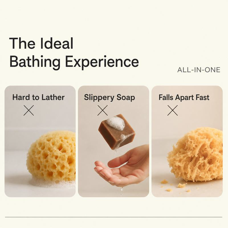 2Pcs Soft Bath Sponge with Soap Pocket, Quick Foaming Shower Scrub Sponge for Smooth Skin & Daily Body Cleaning 🧼