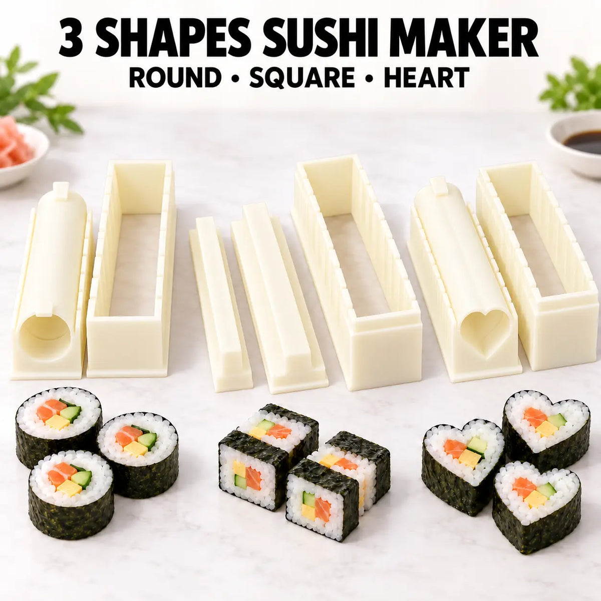 DIY Sushi Maker Mold Set, HIPS Non-Stick Sushi Rolling Tool with Cutting Groove 🍣