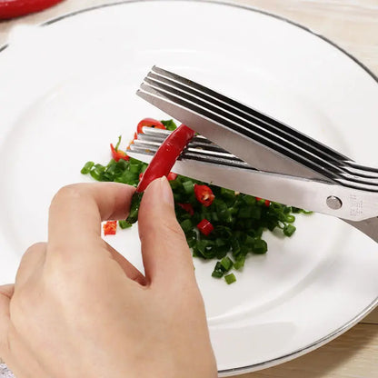 Stainless Steel 5 Blades Scallion Cutter Scissors✂️