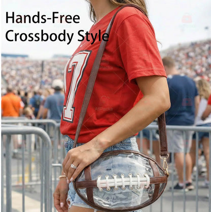 Clear Football Shaped Crossbody Bag, Transparent PVC Stadium Approved Game Day Bag 🏈