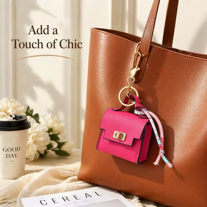 4pcs Mini Square Bag Pendant Keychain - High Quality Leather with Colorful Strap 🎒