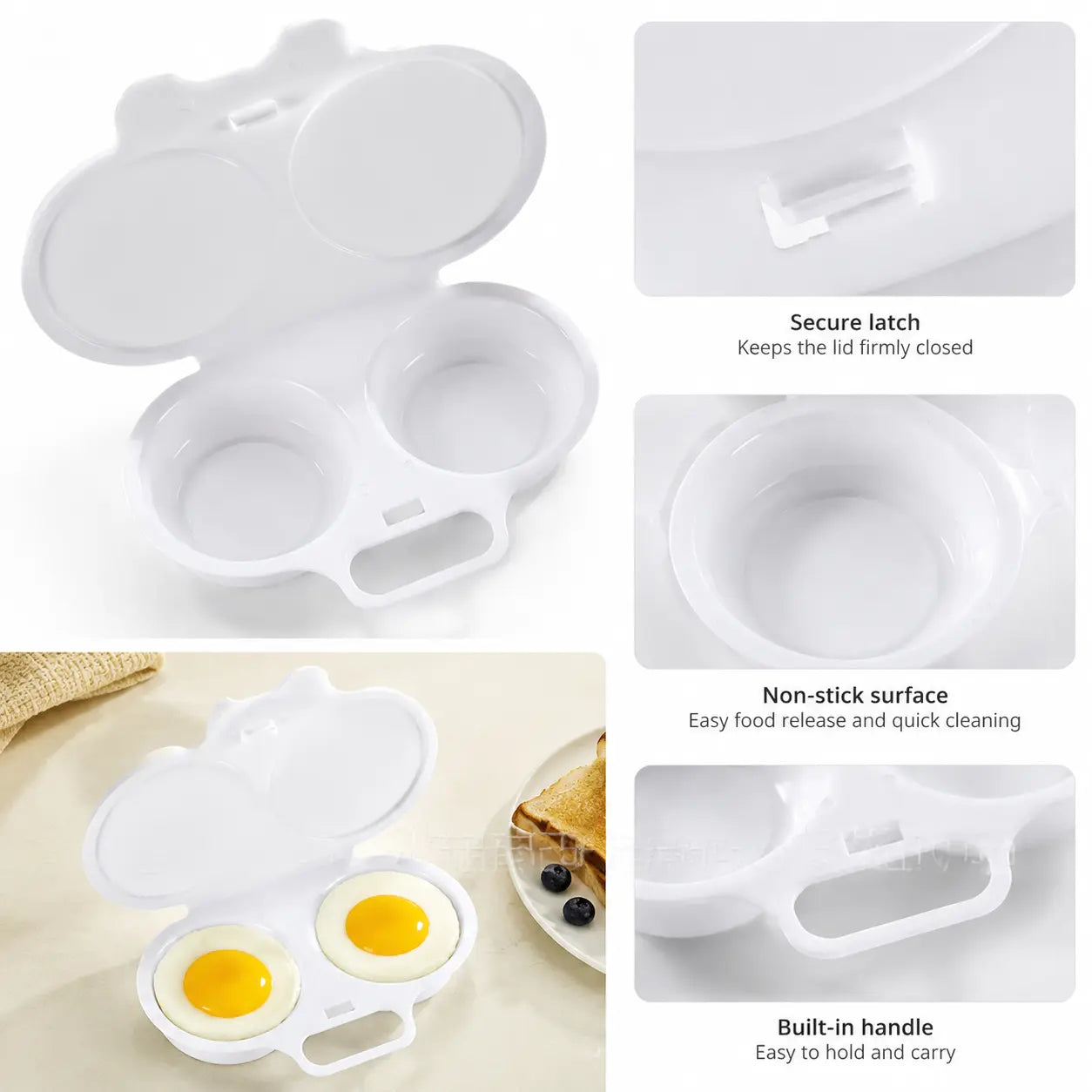 2‑Pack Easy‑To‑Clean Microwave Omelette Maker, Multifunctional Egg Poacher 🍳