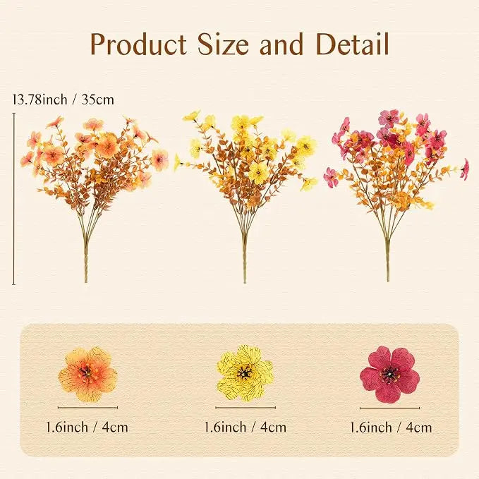 Fall Artificial Flower Halloween 12pcs, UV Resistant Colorful Fake Flower🌼