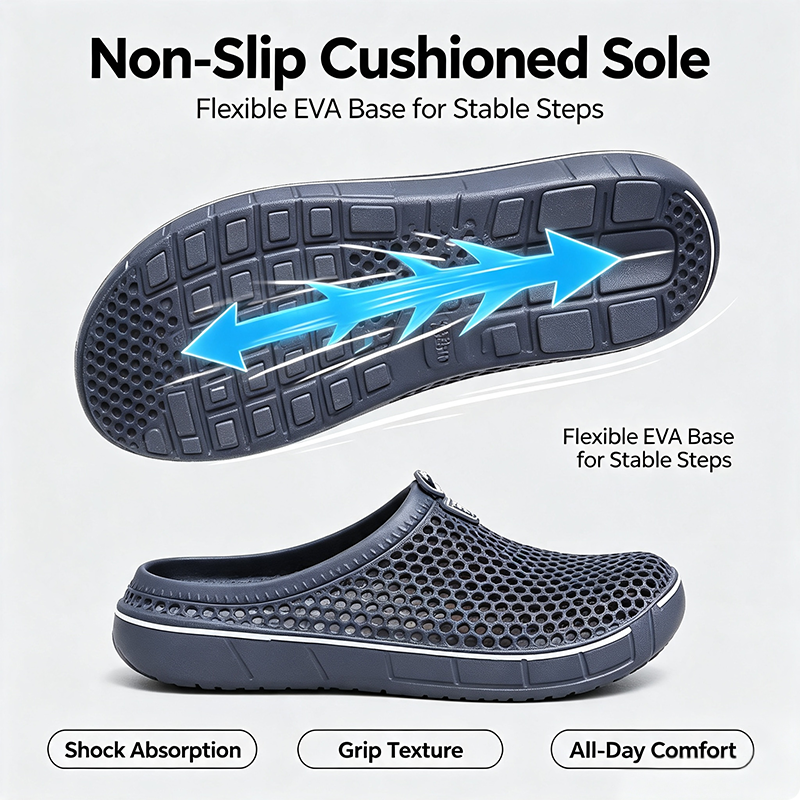 Unisex Quick-Dry Mesh Slip-On Mules,Women's and Men's Lightweight Non-Slip EVA Summer Footwear 🥿