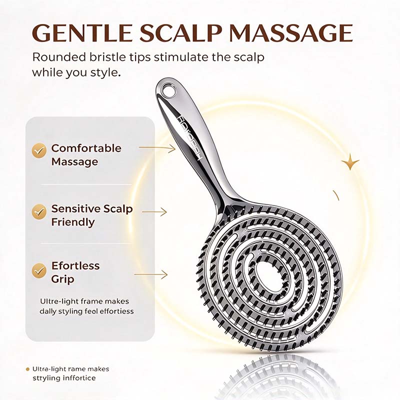 Anti-Static Hollow Round Bristle Brush - Massaging Design💇‍♀️✨
