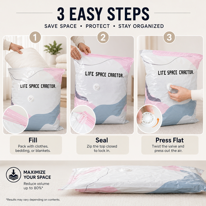 NO-PUMP VACUUM STORAGE BAGS 🧺