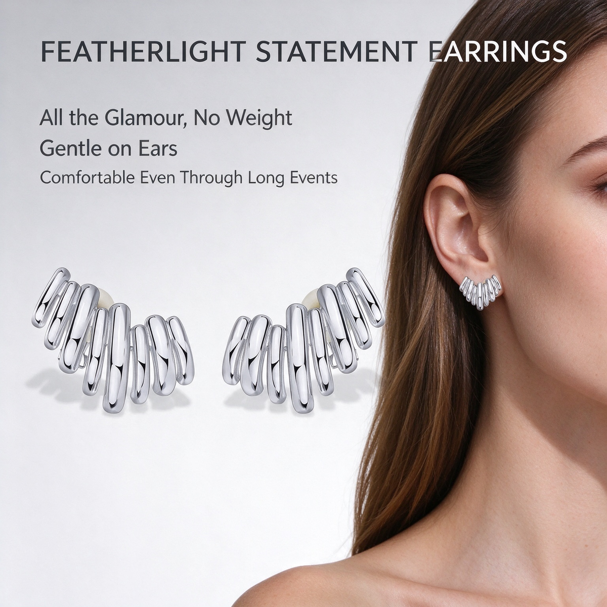 14K Gold Plated Statement Climber Stud Earrings for Women ✨💎