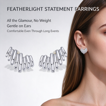 14K Gold Plated Statement Climber Stud Earrings for Women ✨💎