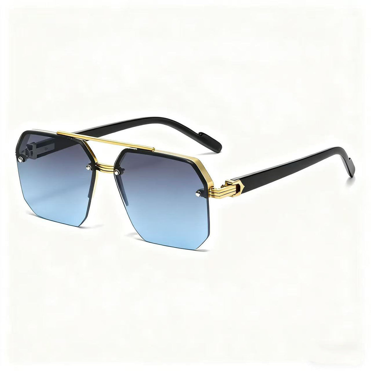 Unisex Retro Square Sunglasses - 1 Pair Polycarbonate Semi-Rimless Double Beam🕶️